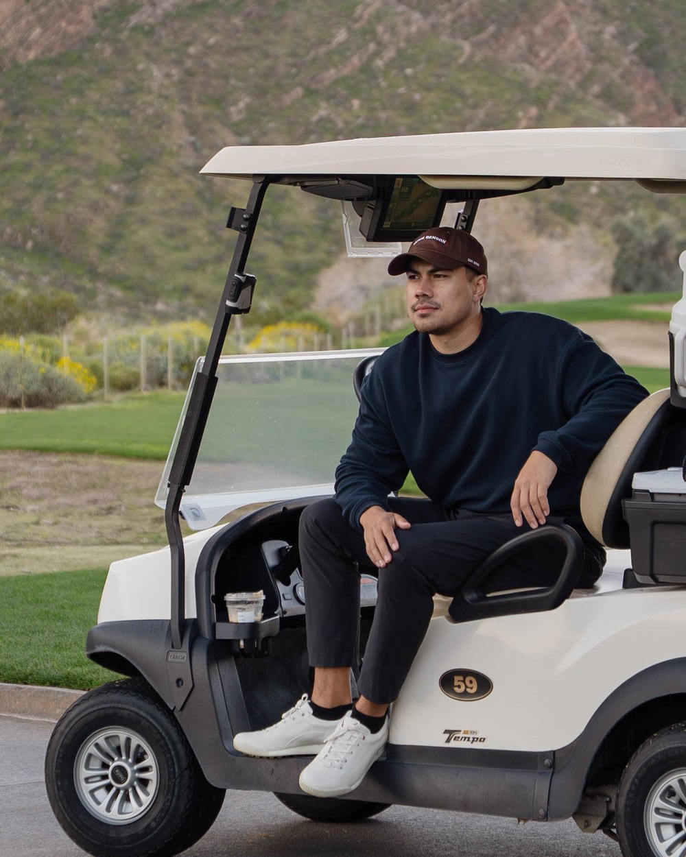 Howie Benson Relaxed Fit Textured Crew, Navy · view 1 of 4