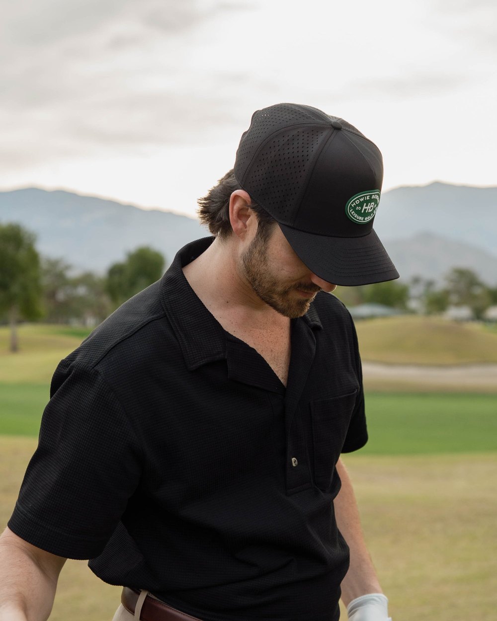 Howie Benson Resort Camp Collar Polo, Black · view 1 of 4