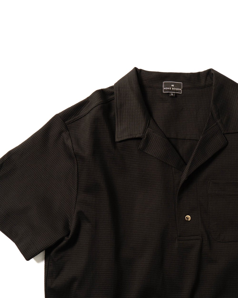 Howie Benson Resort Camp Collar Polo, Black · view 3 of 4