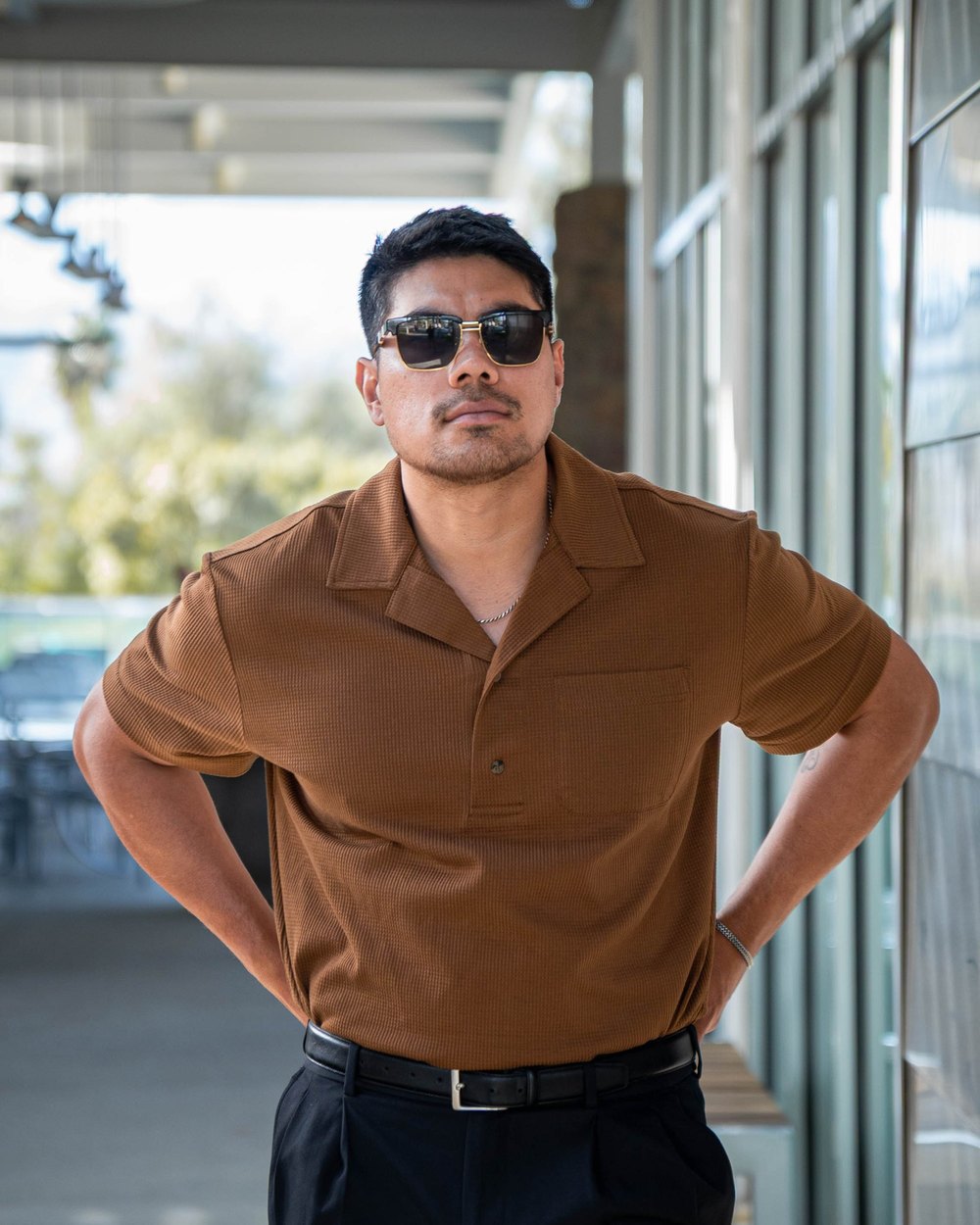 Howie Benson Resort Camp Collar Polo, Brunette · view 1 of 5