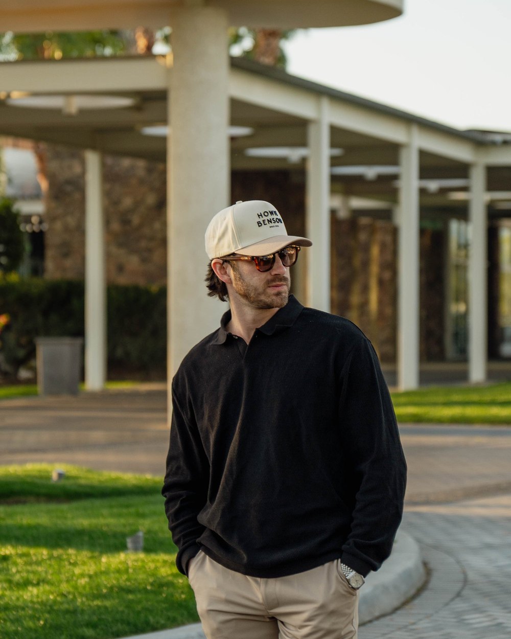 Howie Benson Single Button Polo Pullover, Black · view 1 of 5