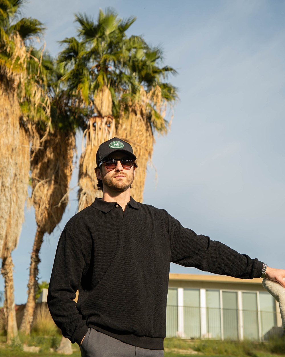 Howie Benson Single Button Polo Pullover, Black · view 3 of 5