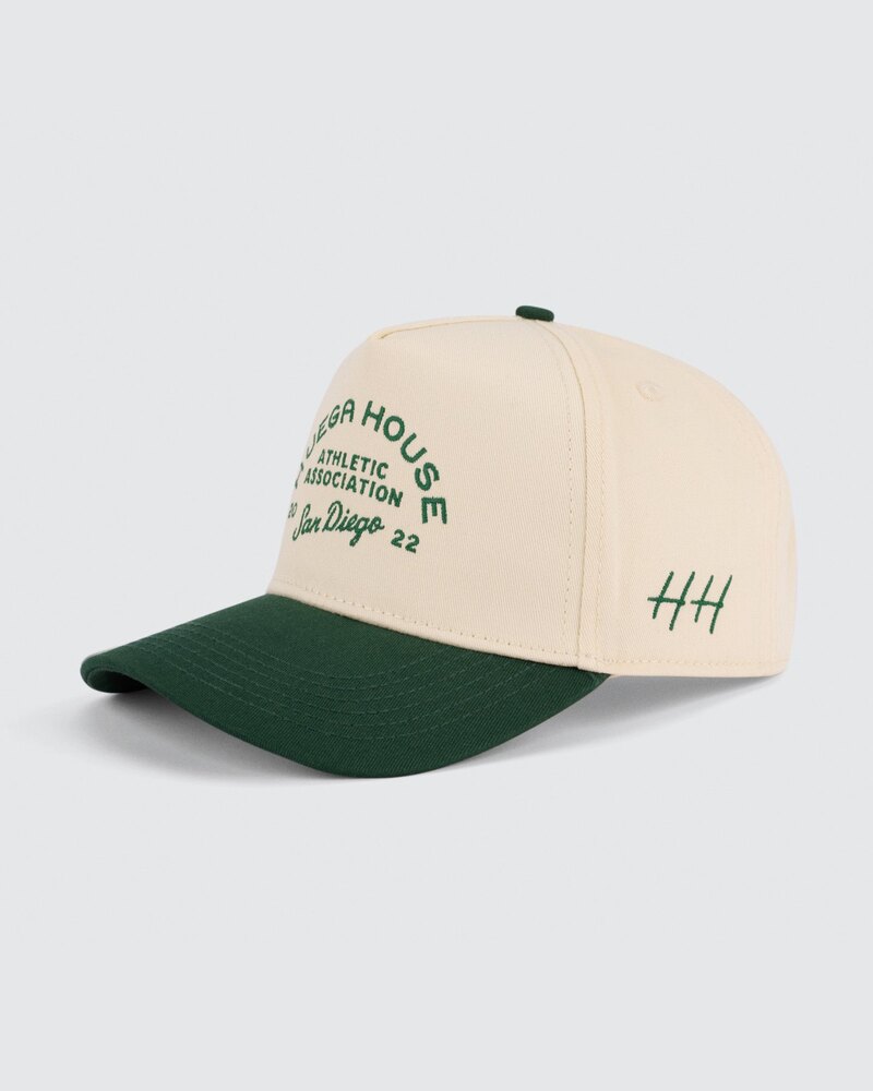 Huega House Athletic Association Hat — Green & Natural &middot; view 3 of 4