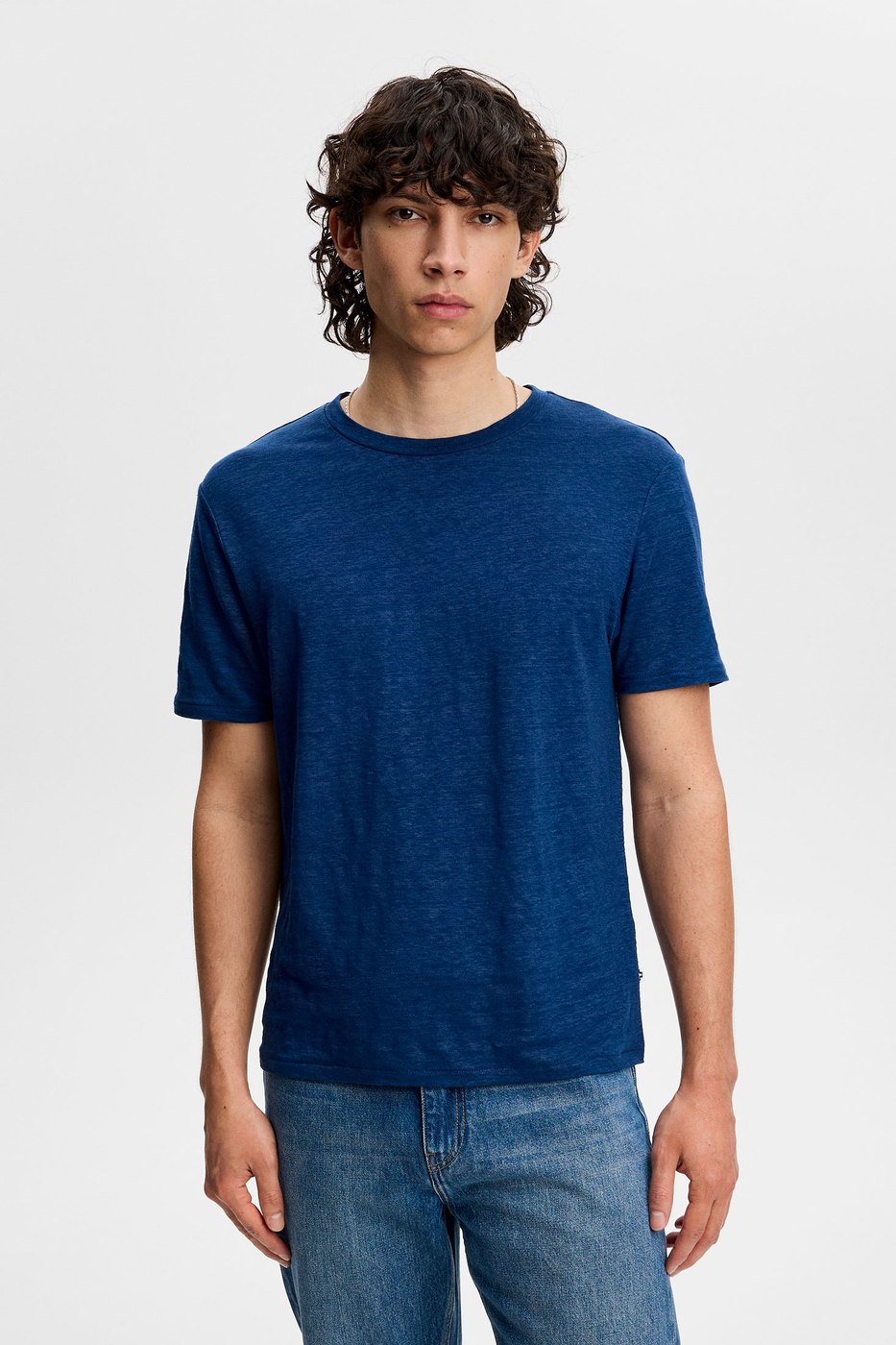 J.Lindeberg Coma linen tee in Estate Blue · view 3 of 4