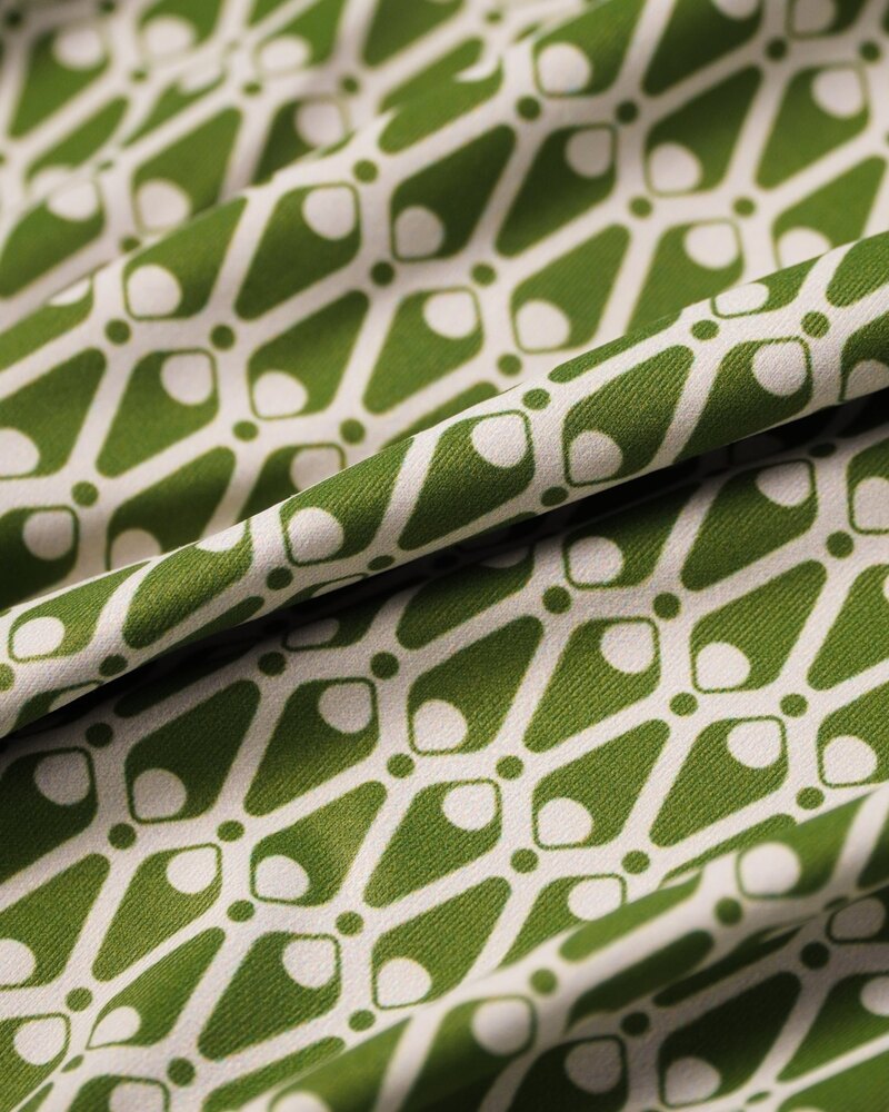 Kingfisher printed polo fabric, detail