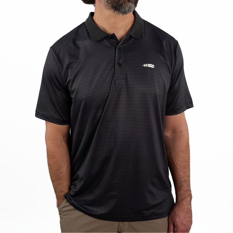 Kingfisher Golf Black Striped Polo