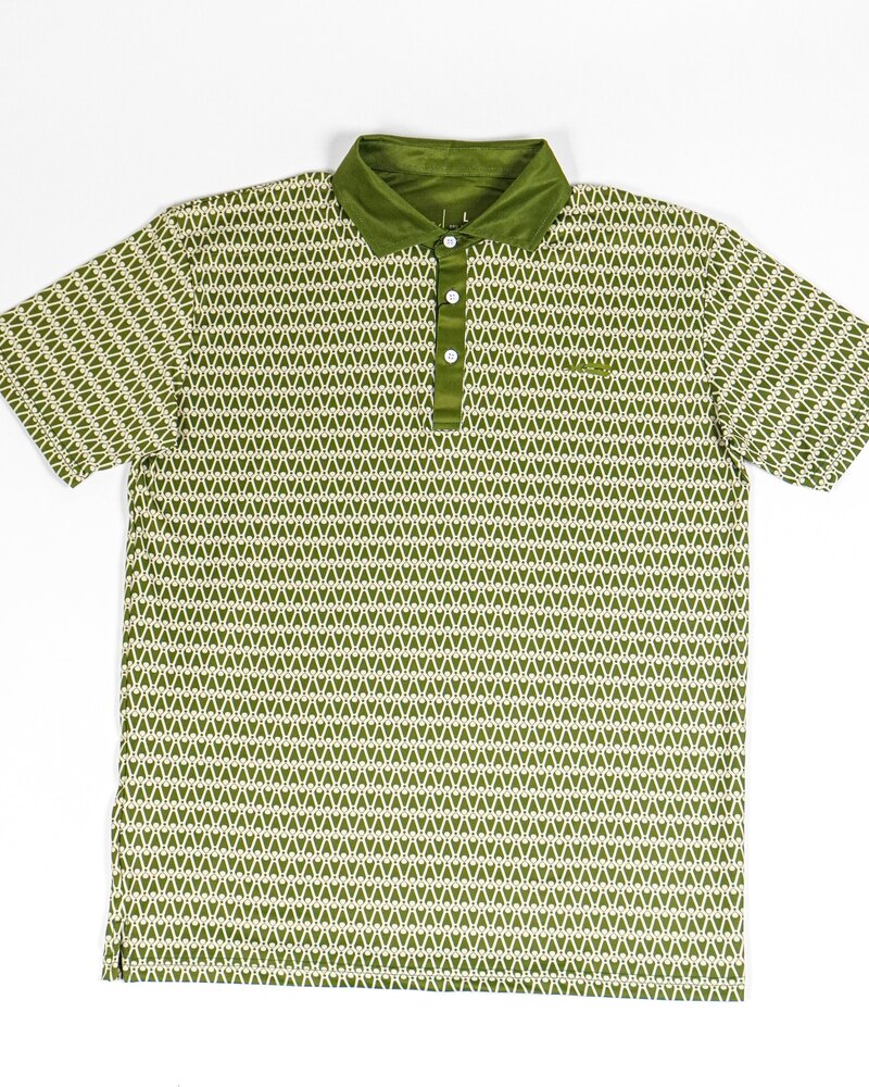 Kingfisher Golf Olive Patterned Polo · view 4 of 4