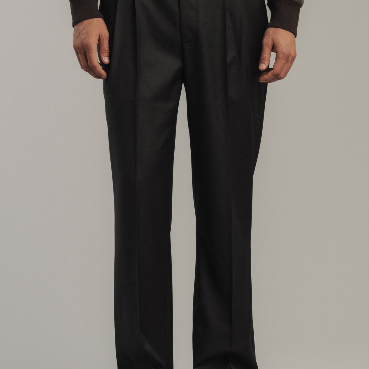 Late Nine &mdash; Double Pleat Slacks Dark Brown