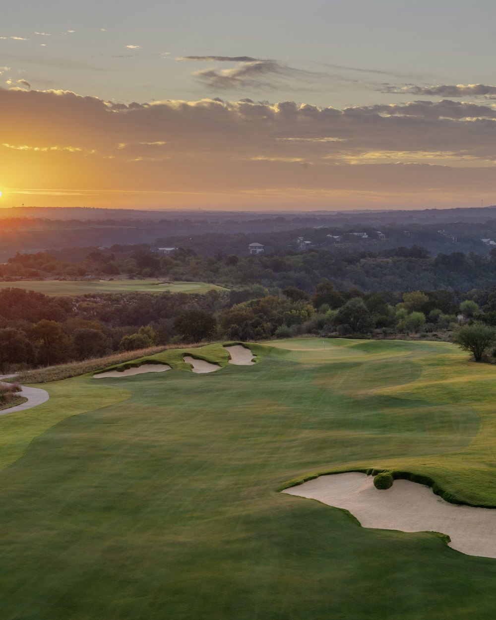 Aerial view of a Loraloma hole at sunset