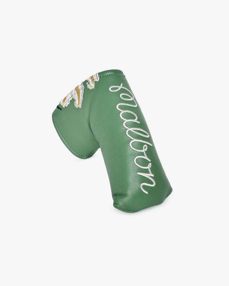 Malbon Markarian blade putter cover in sage green with botanical linework · view 1 of 3