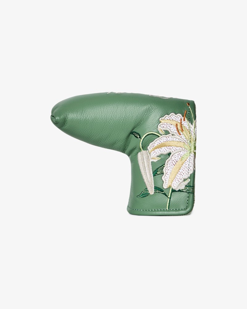 Malbon Markarian blade putter cover in sage green with botanical linework · view 3 of 3