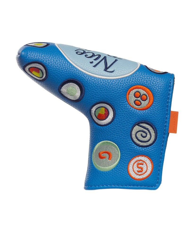 Stitch Golf Nice Roll putter cover in cobalt blue with coloured dots · view 1 of 4
