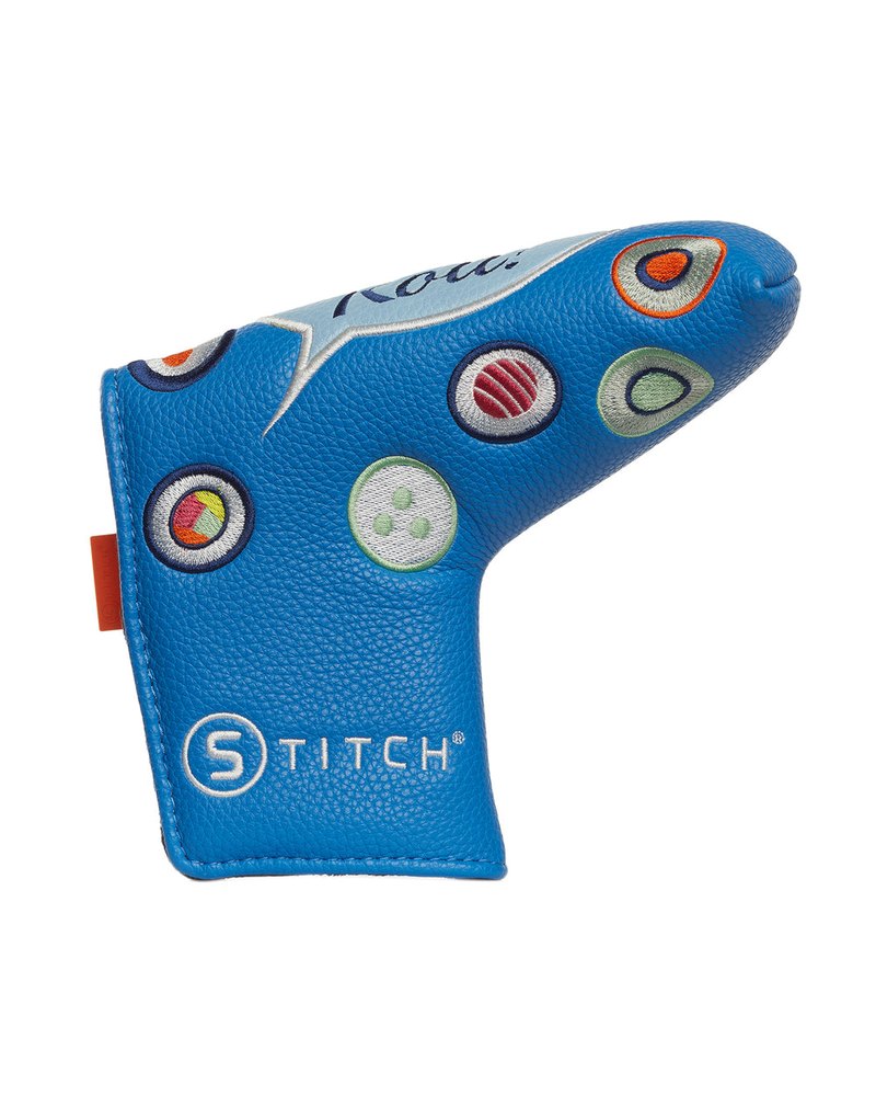 Stitch Golf Nice Roll putter cover in cobalt blue with coloured dots · view 3 of 4