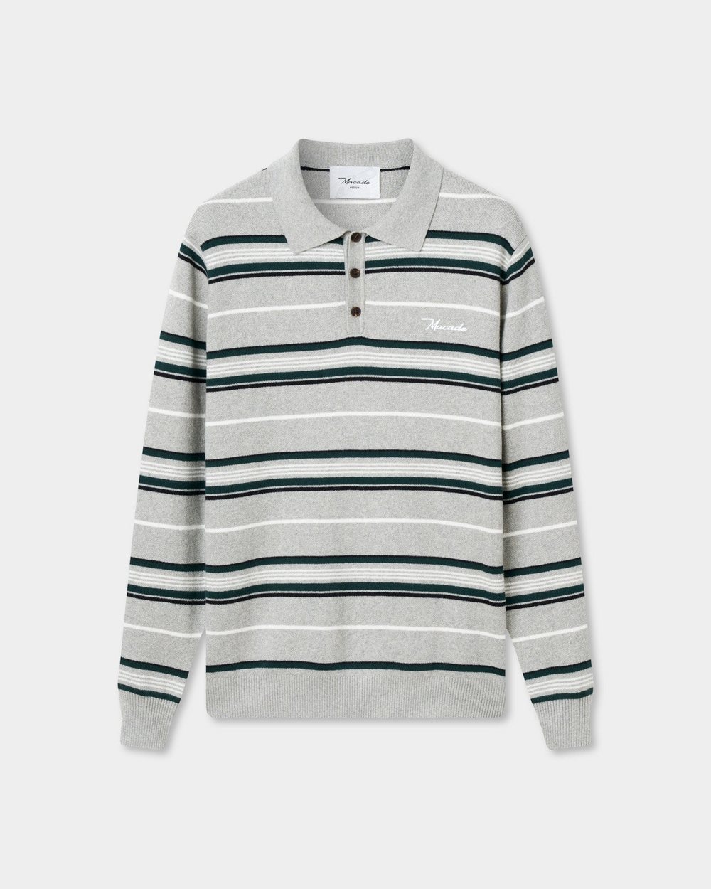 Macade Club Knit Polo Striped Grey Melange · view 2 of 4