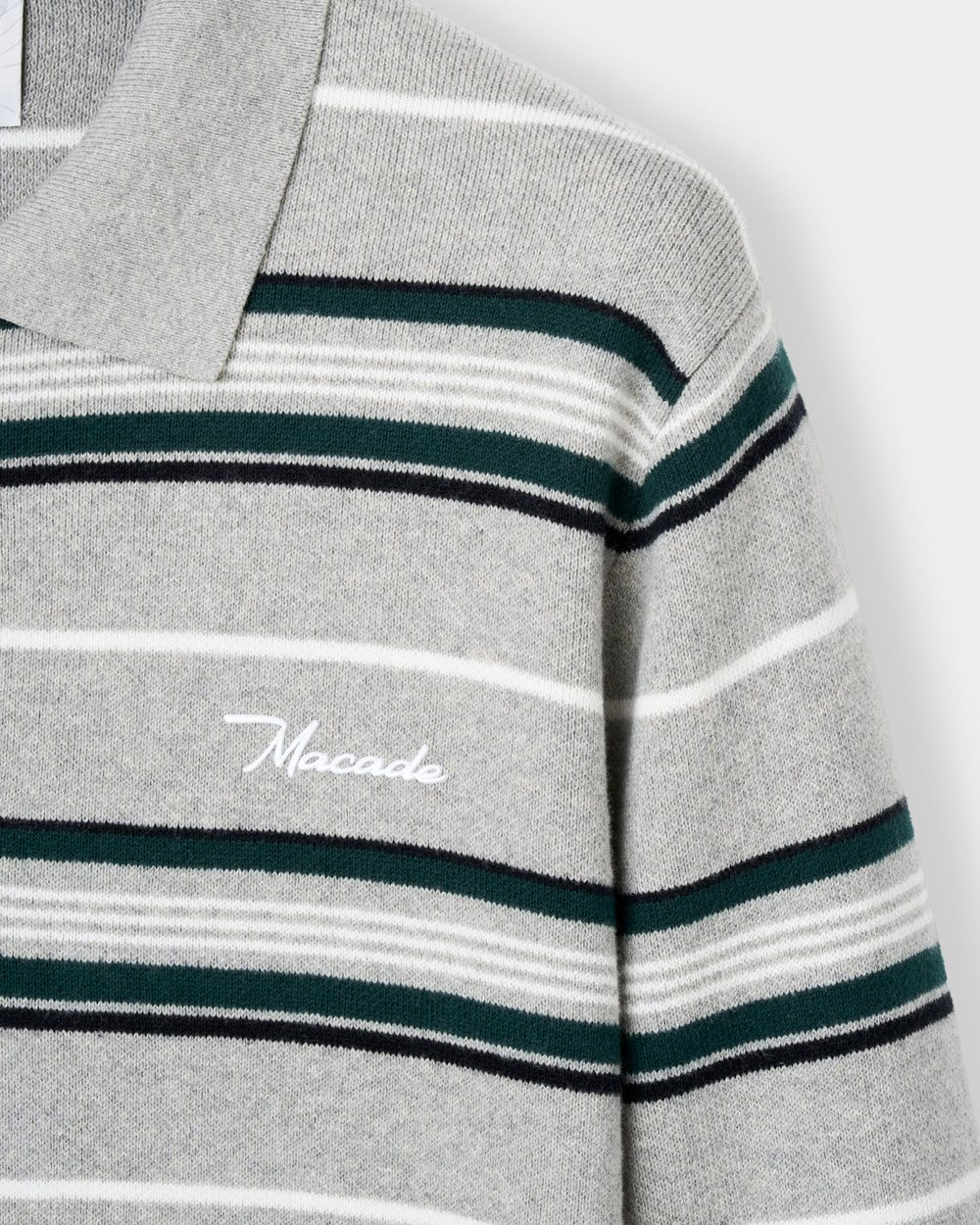 Macade Club Knit Polo Striped Grey Melange · view 3 of 4