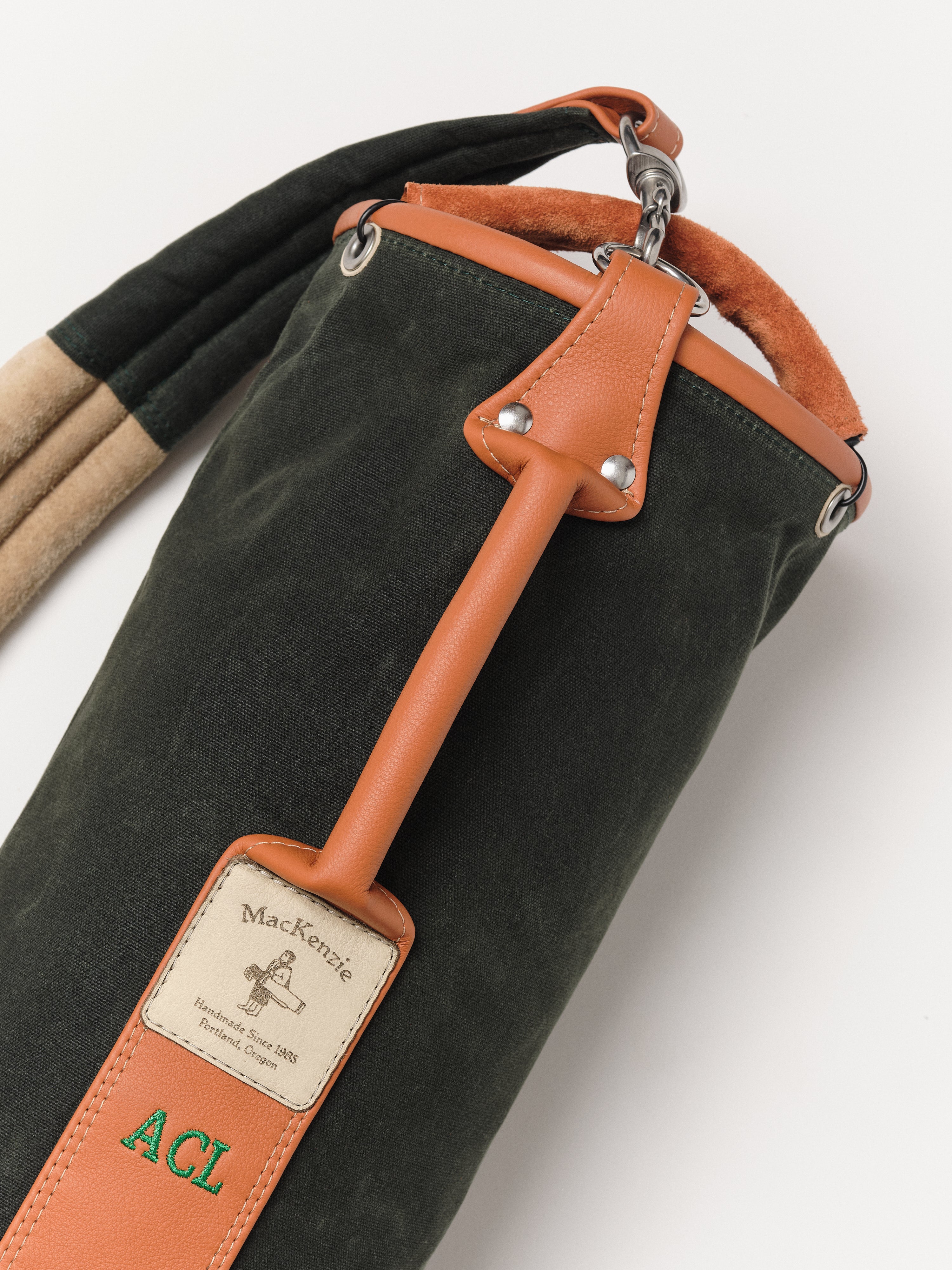 MacKenzie x ACL Golf carry bag in dark green waxed canvas · view 2 of 4