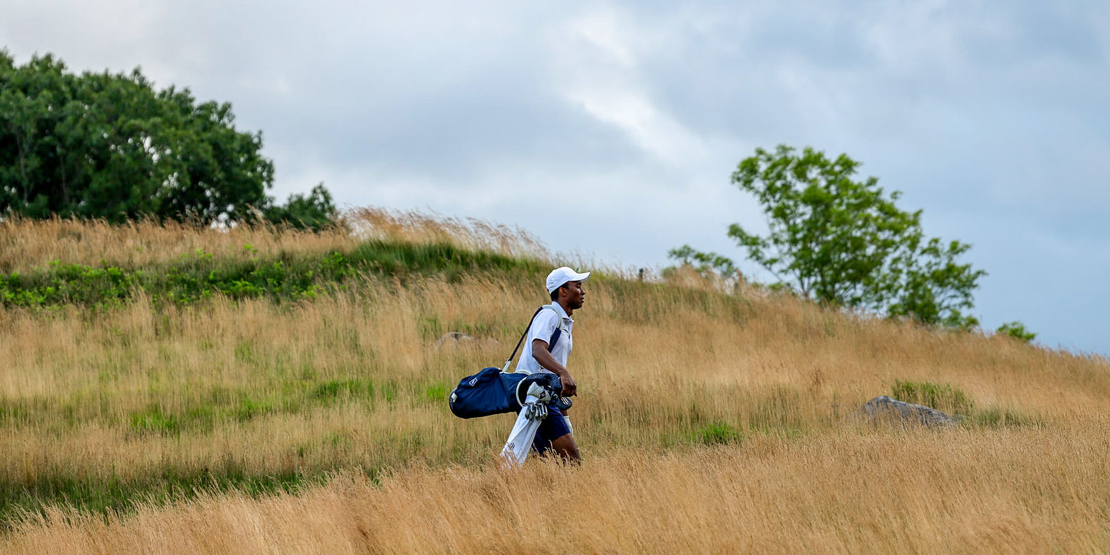Holderness and Bourne x MacKenzie golf bag in navy ballistic nylon · view 1 of 4