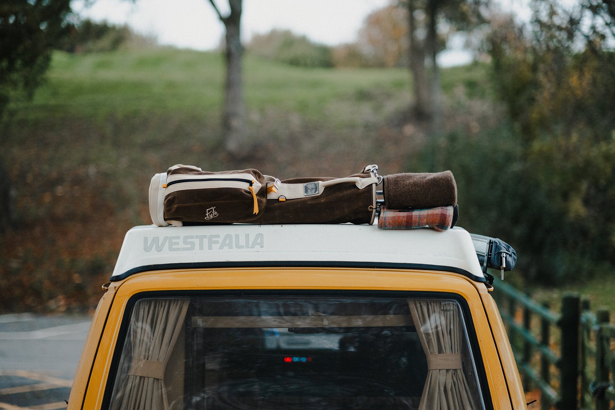 Fyfe x MacKenzie bags on a VW Westfalia camper