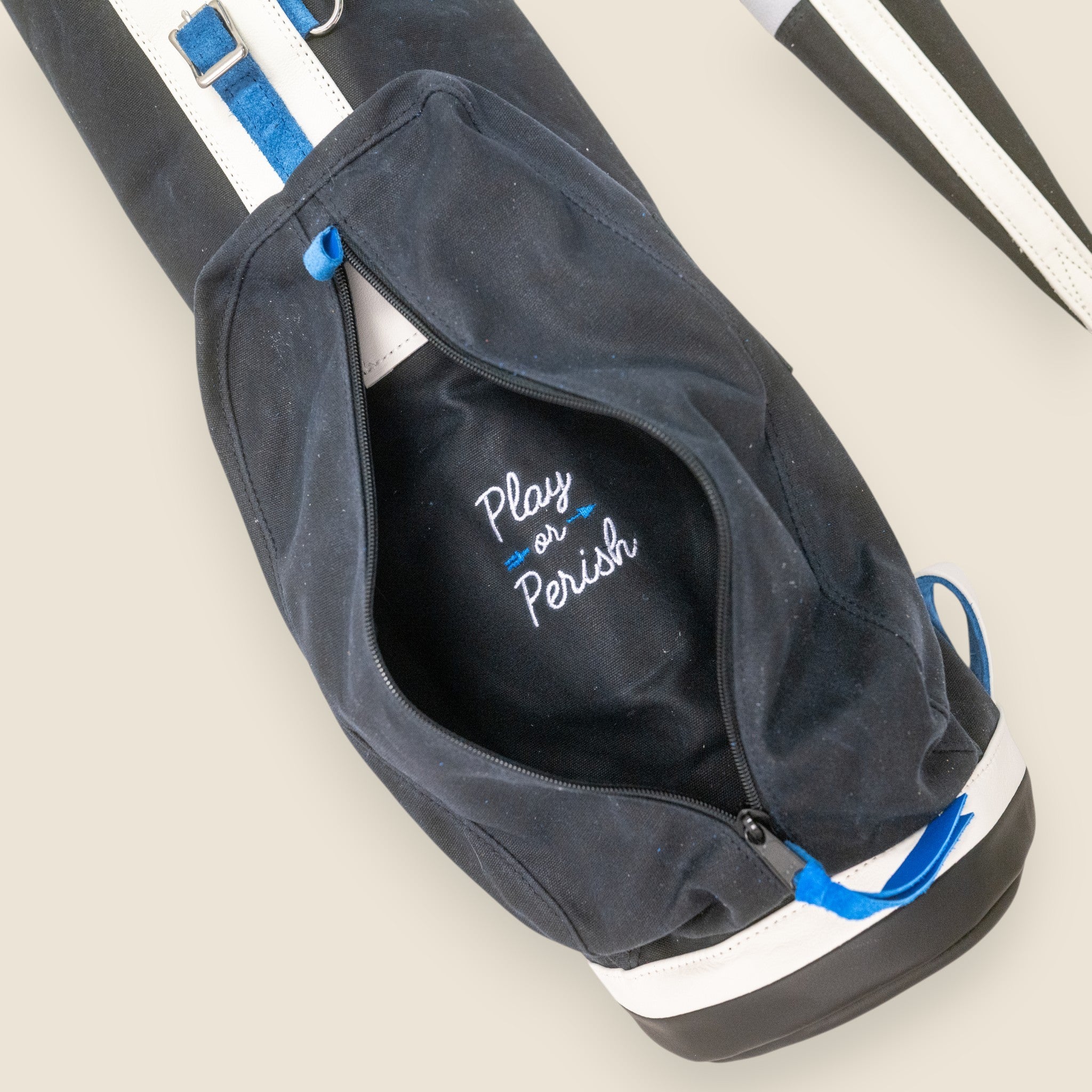 SSC x MacKenzie Double Seve golf bag in black waxed canvas · view 2 of 6