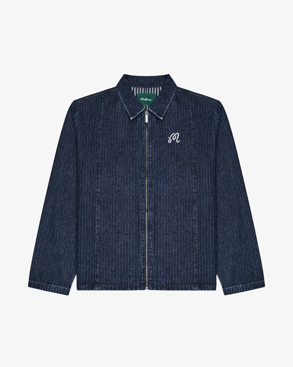 Malbon Ironworks Division Foreman Jacket in stone-washed striped denim