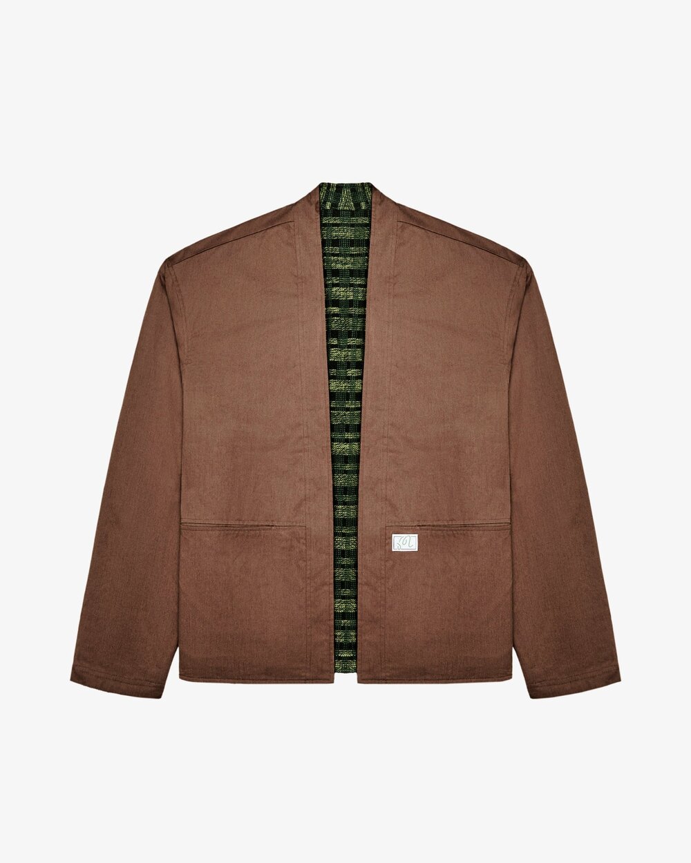 Malbon Grounds Reversible Jacket in brown cotton flannel