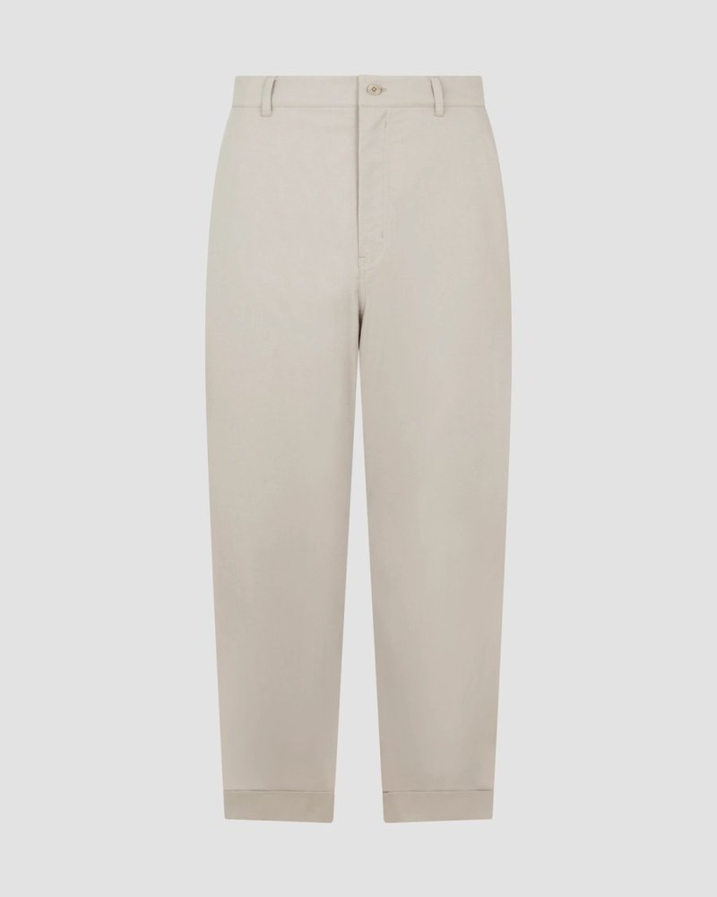 Manors Stableford Trouser in stone, wide cuffed workwear silhouette