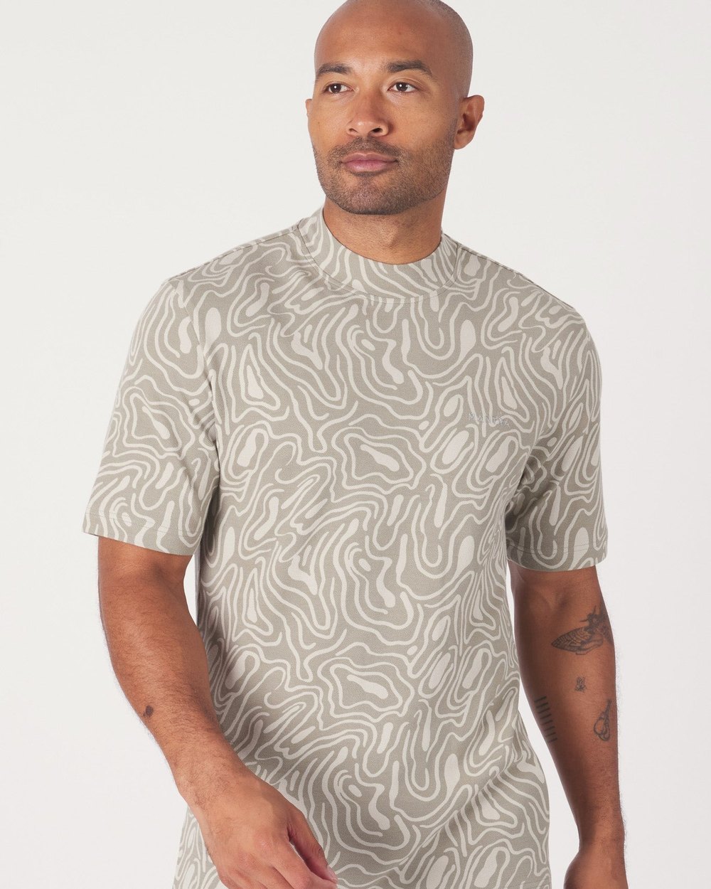 Mantra Pique Mock Neck, Sand Trap · view 1 of 4