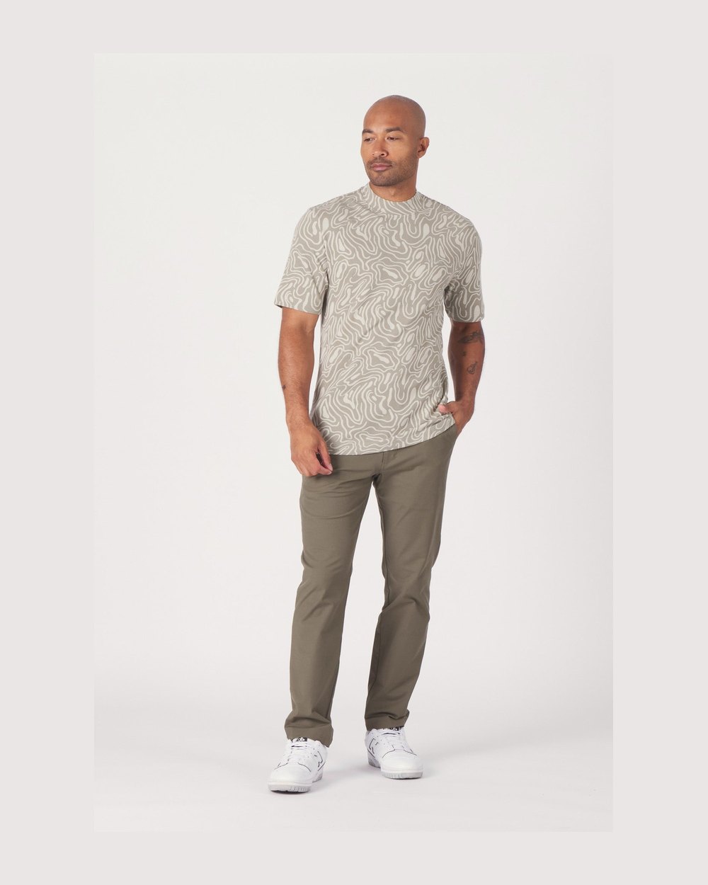 Mantra Pique Mock Neck, Sand Trap · view 2 of 4