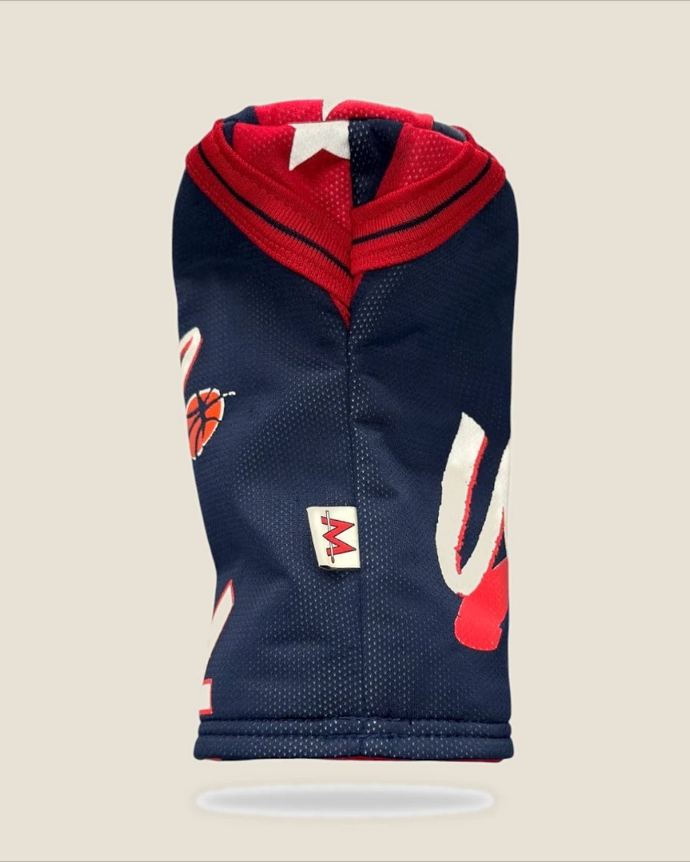 Close-up of the USA Dream Team headcover showing the red fleece lining