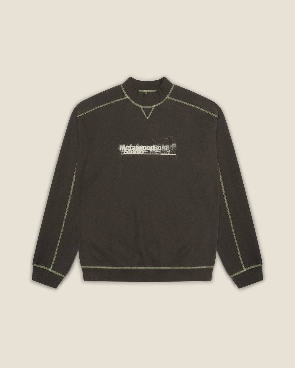 Metalwood Studio Contrast Stitch Mock Neck Sweatshirt · view 6 of 7