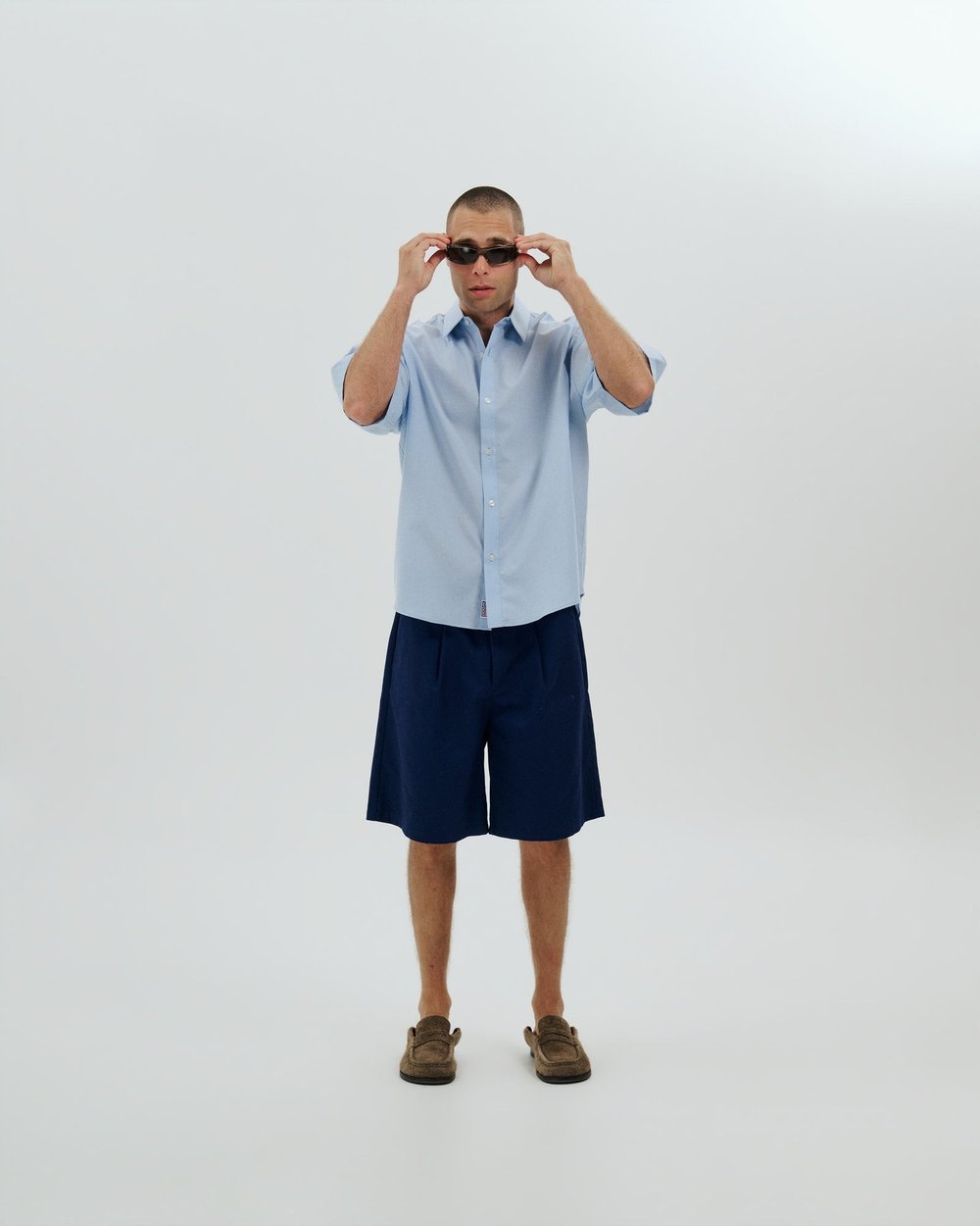 Micro Grid Button Up — Sky — Metalwood Studio · view 4 of 4