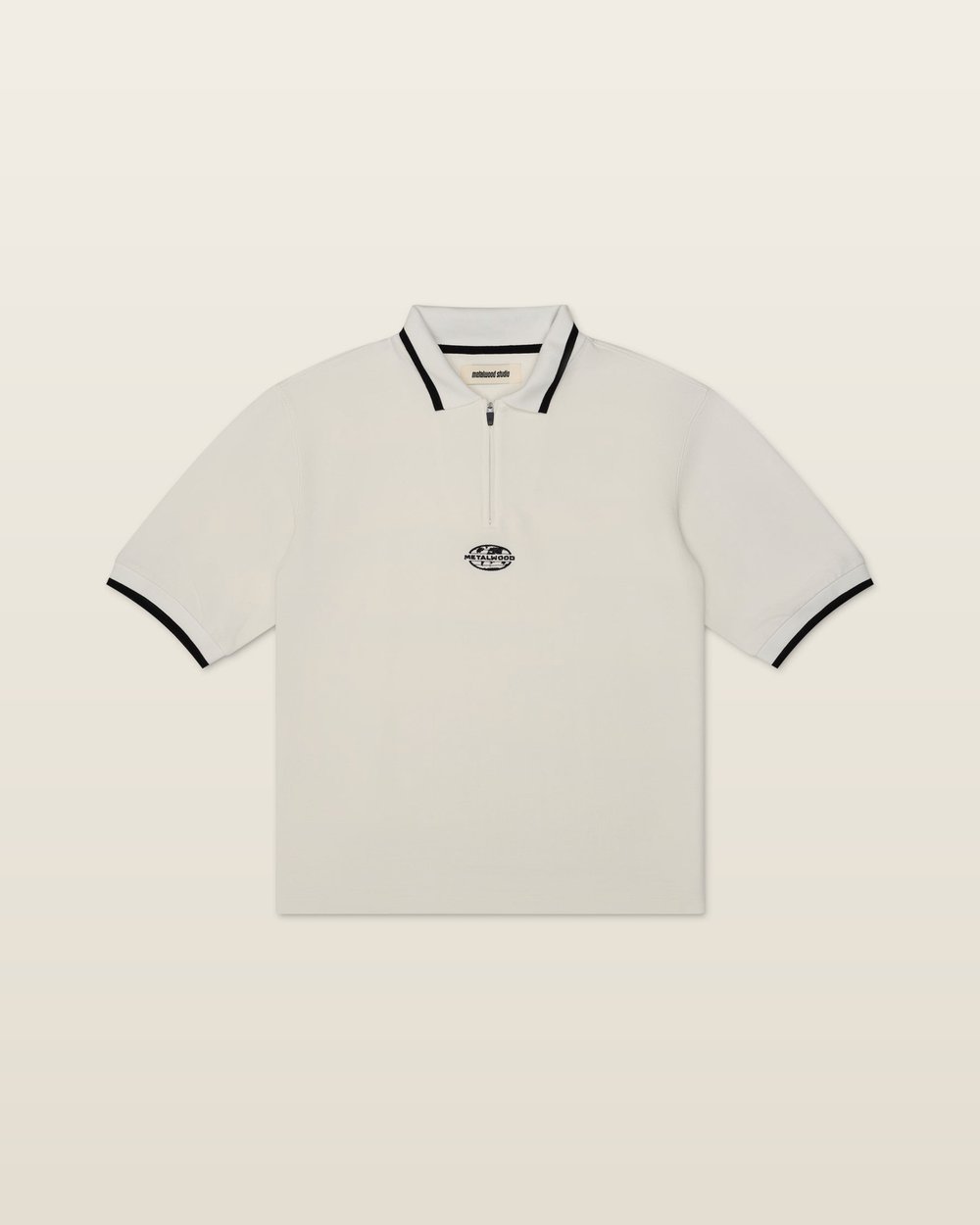 Metalwood Studio — World Class Zip Polo in White · view 1 of 3