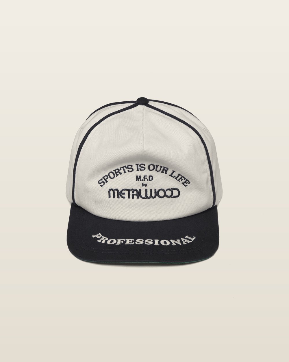 Metalwood Studio — Professional Piping Snapback in White · view 1 of 2