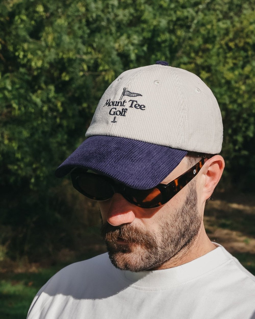 Mount Tee Golf Partners Corduroy Cap, White / Navy &middot; view 1 of 3