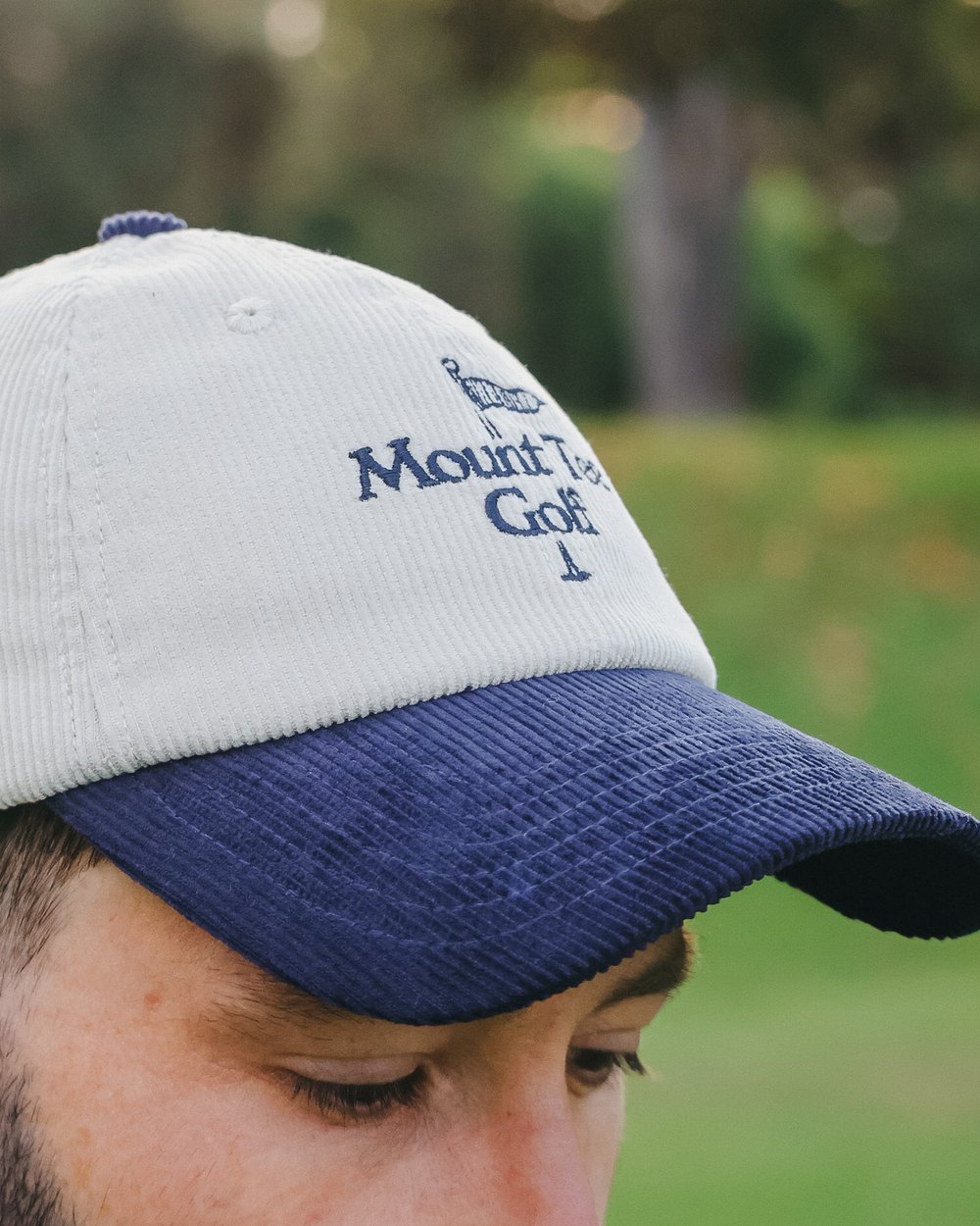 Mount Tee Golf Partners Corduroy Cap, White / Navy &middot; view 2 of 3