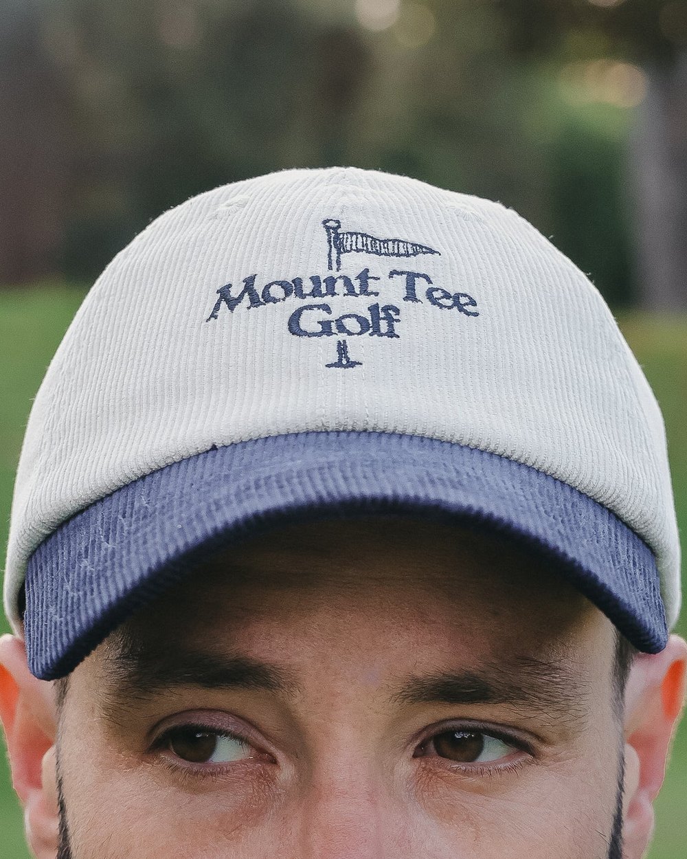 Mount Tee Golf Partners Corduroy Cap, White / Navy &middot; view 3 of 3
