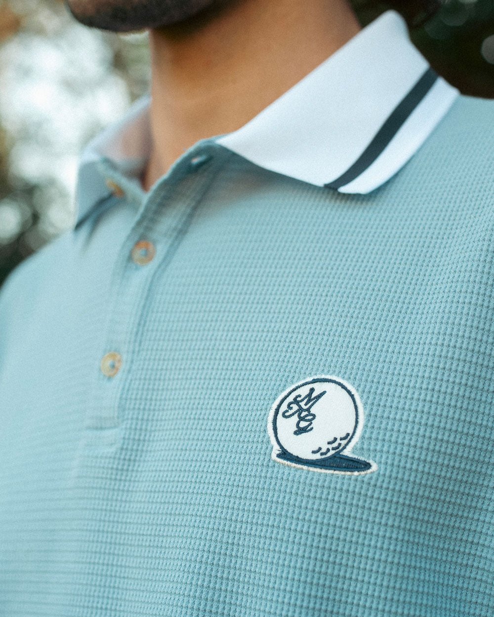 Mount Tee Golf Parklands Waffle Polo, Sky Blue &middot; view 3 of 4
