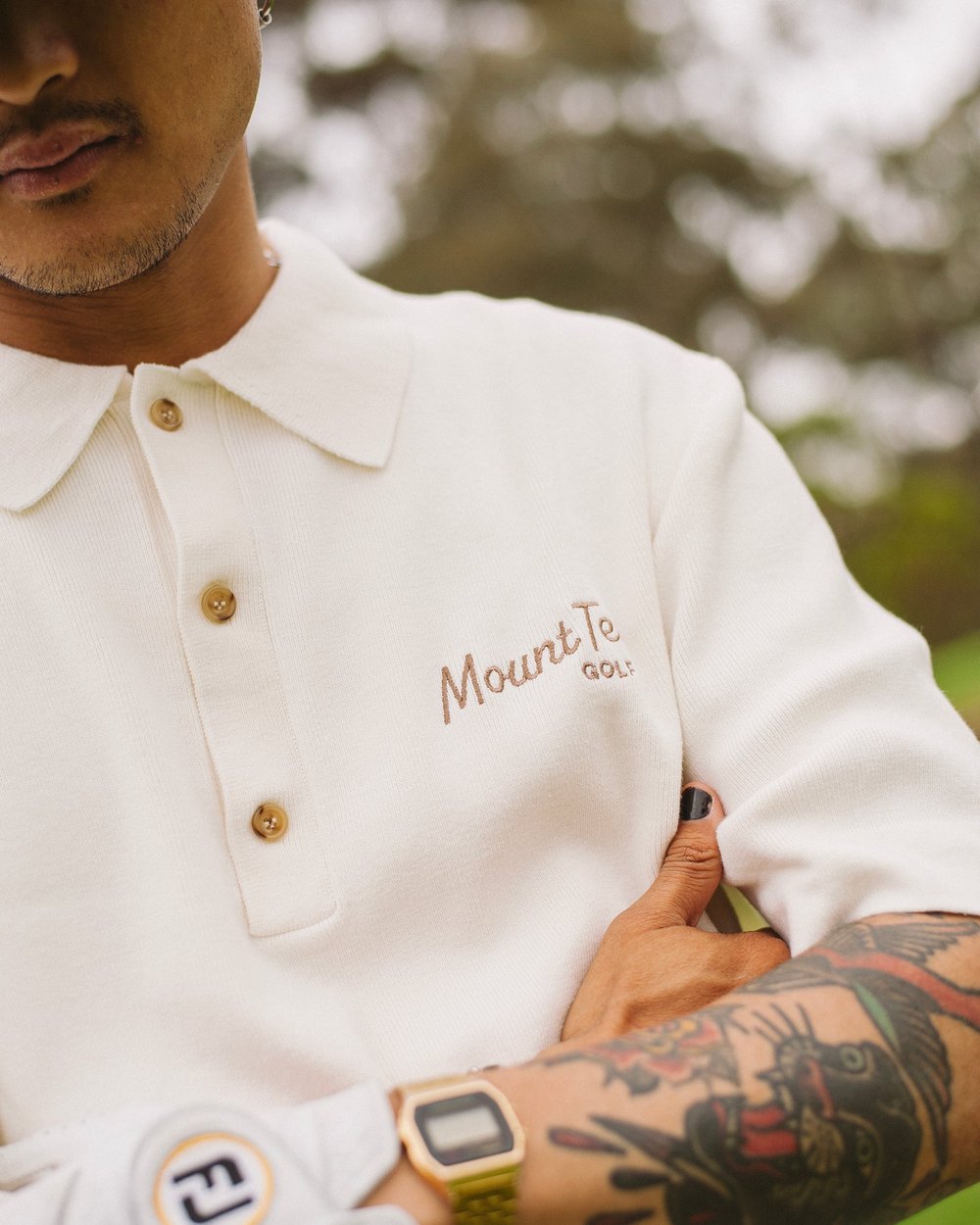 Mount Tee Golf Woodlands Knit Polo, Sand &middot; view 2 of 4