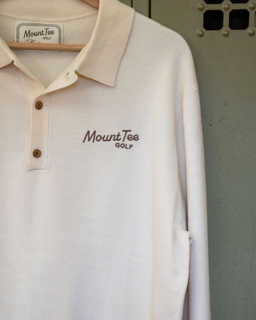 Mount Tee Golf Woodlands Knit Polo Long Sleeve, Sand &middot; view 1 of 5