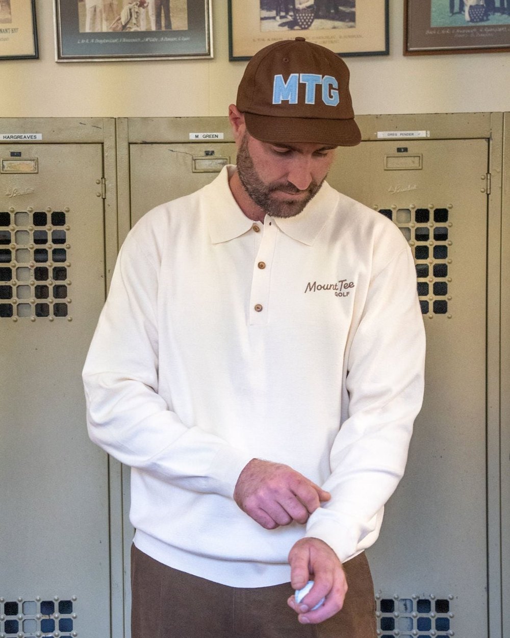 Mount Tee Golf Woodlands Knit Polo Long Sleeve, Sand &middot; view 3 of 5