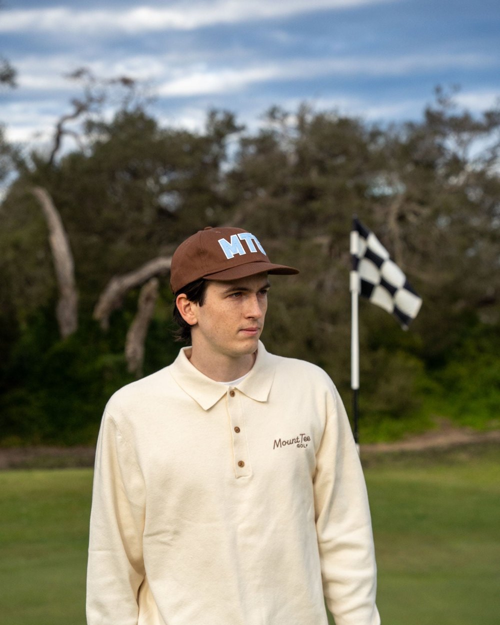 Mount Tee Golf Woodlands Knit Polo Long Sleeve, Sand &middot; view 5 of 5