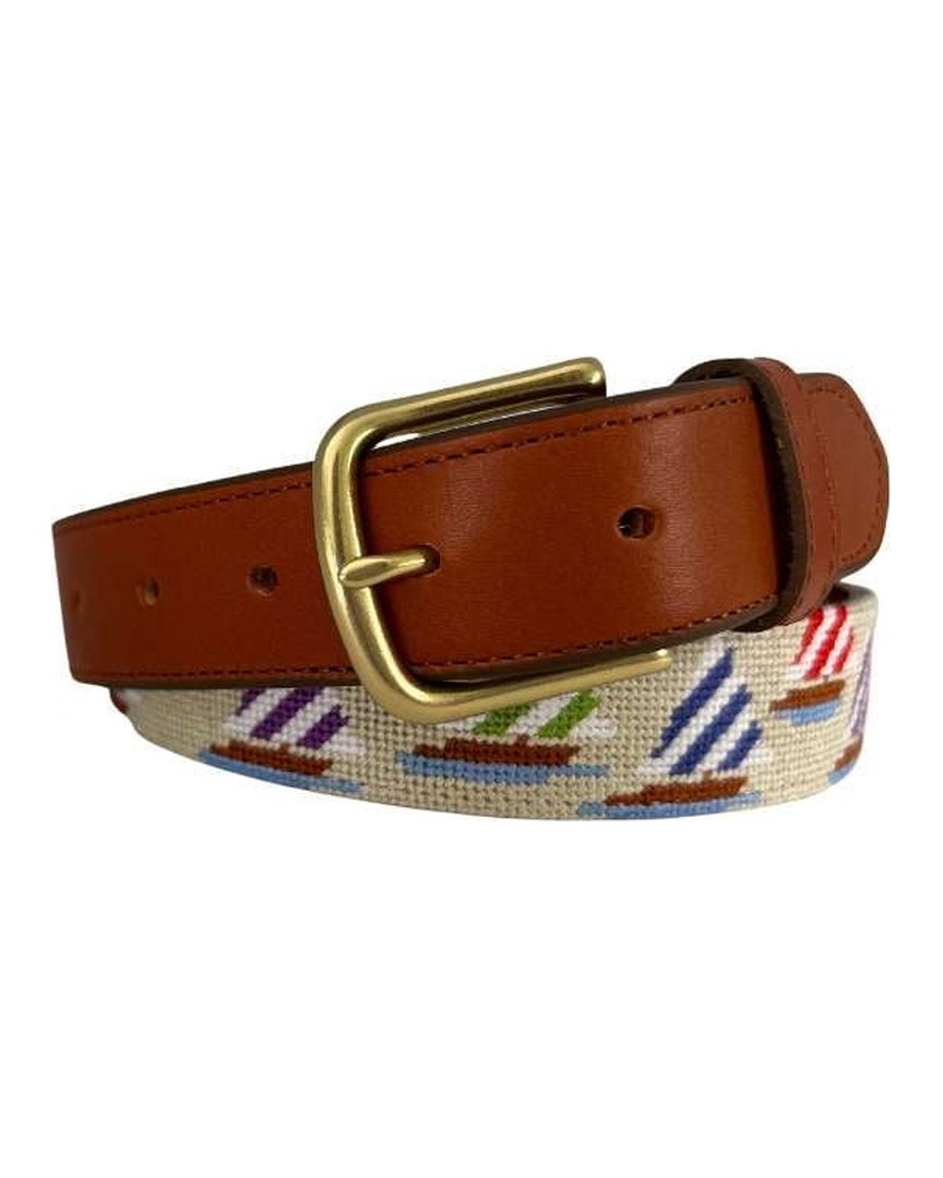 Needlepoint Sailboat Belt – Handcrafted Nautical Desiign · view 1 of 4