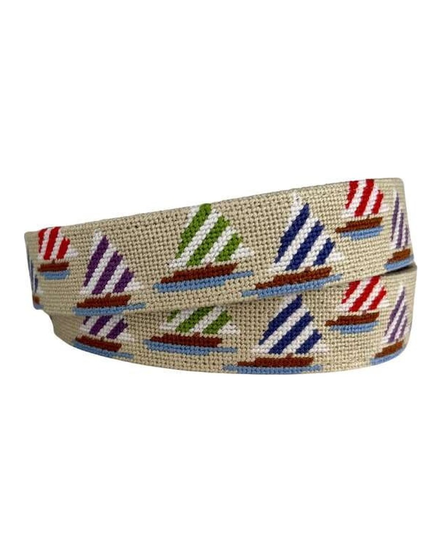 Needlepoint Sailboat Belt – Handcrafted Nautical Desiign · view 3 of 4