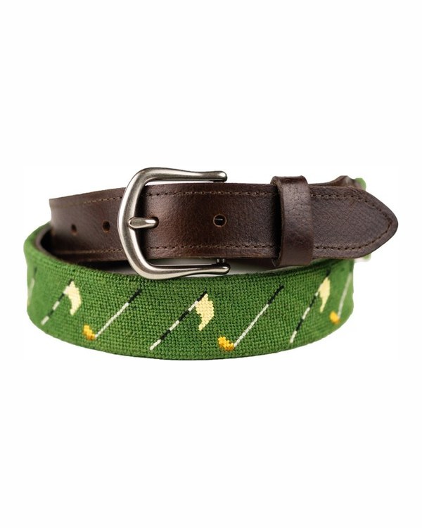 Golf Flags Needlepoint Belt (Green) · view 2 of 2