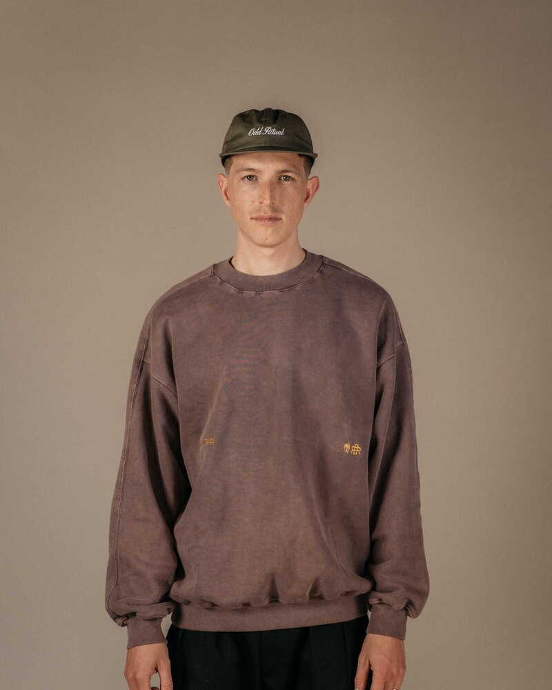 Odd Ritual ORGC Traditions Crewneck in Burgundy, on model · view 2 of 4