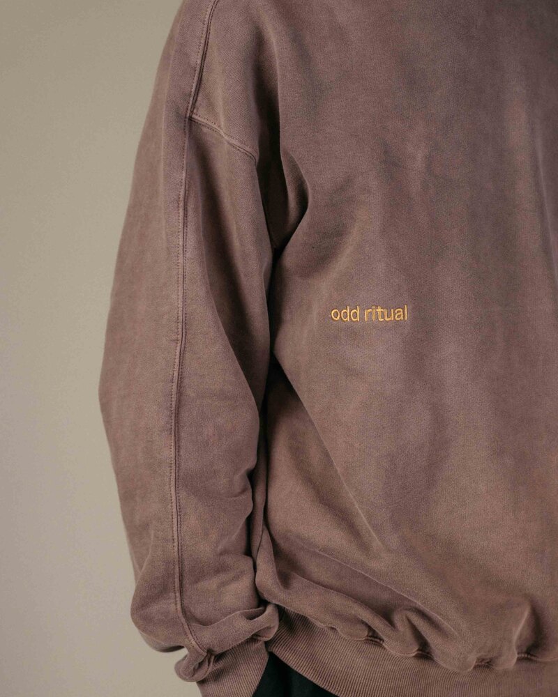 Odd Ritual ORGC Traditions Crewneck in Burgundy, on model · view 3 of 4