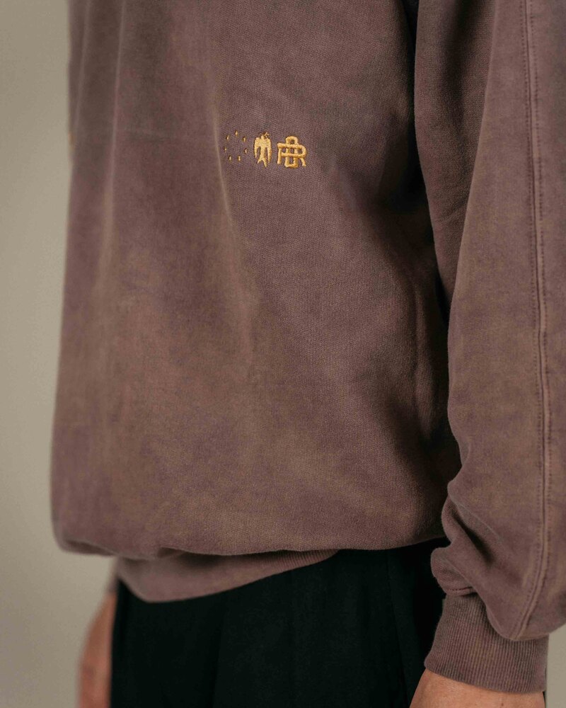 Odd Ritual ORGC Traditions Crewneck in Burgundy, on model · view 4 of 4
