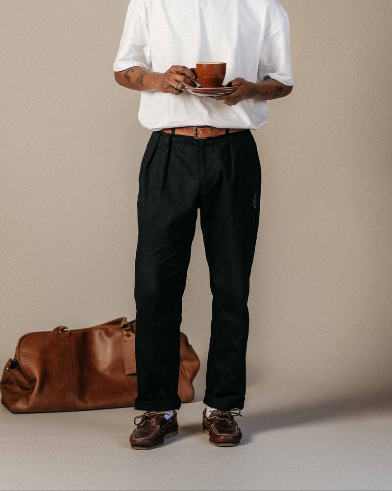 Odd Ritual Pleated Daily Trouser in Black, on model · view 2 of 4