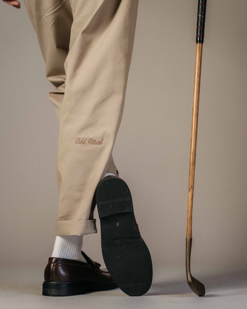 Odd Ritual Pleated Daily Trouser in Khaki, on model · view 4 of 4