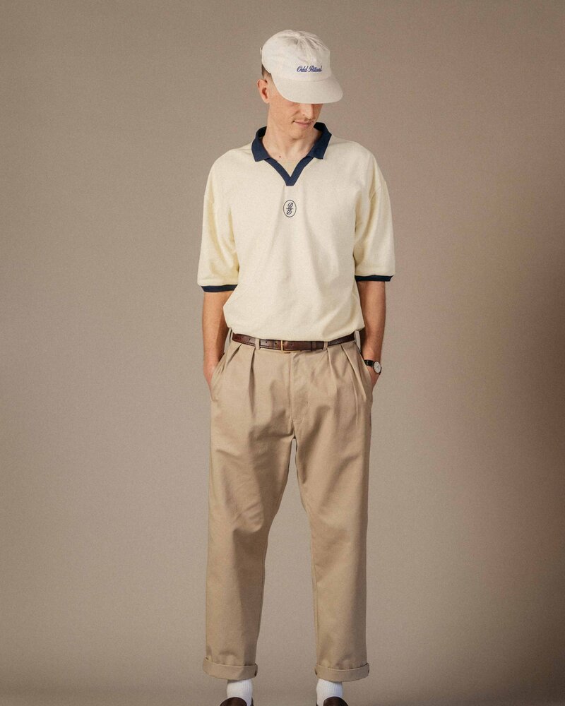 Odd Ritual Pleated Daily Trouser in Khaki, on model · view 1 of 4